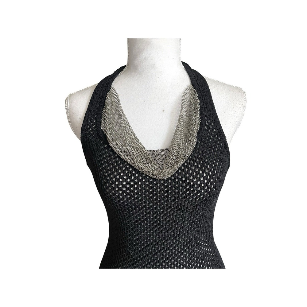 Aya Muse Deodar Knitted Sheer Dress Chain Link Swim Cover Up Resortcore FLAWED S - Picture 4 of 16